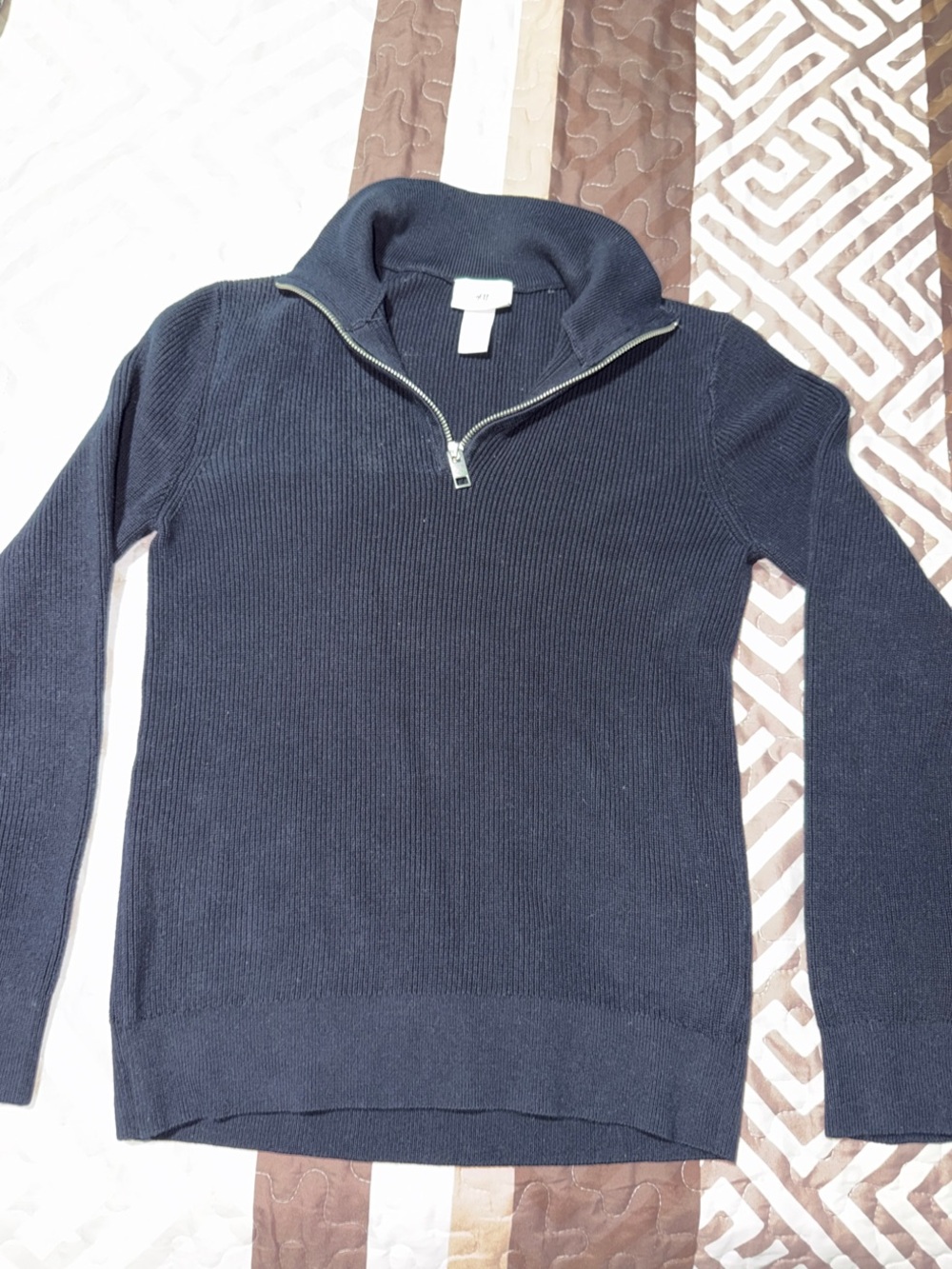 H&M Men's Navy Quarter-Zip Knit Sweater